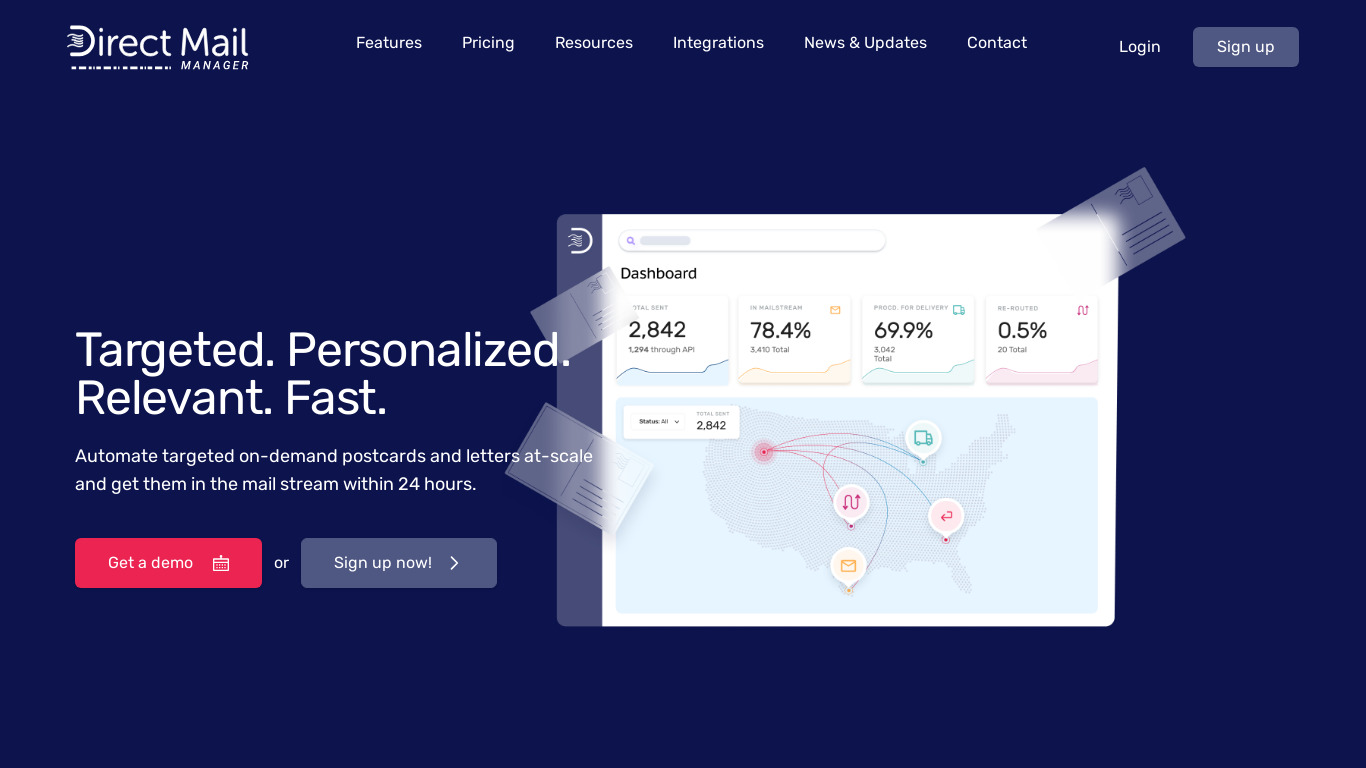 Direct Mail Manager Landing page
