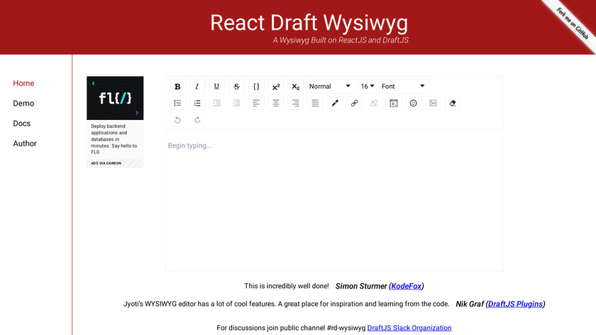 React Draft Wysiwyg Landing Page