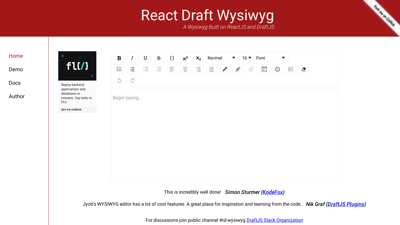React Draft Wysiwyg Landing page