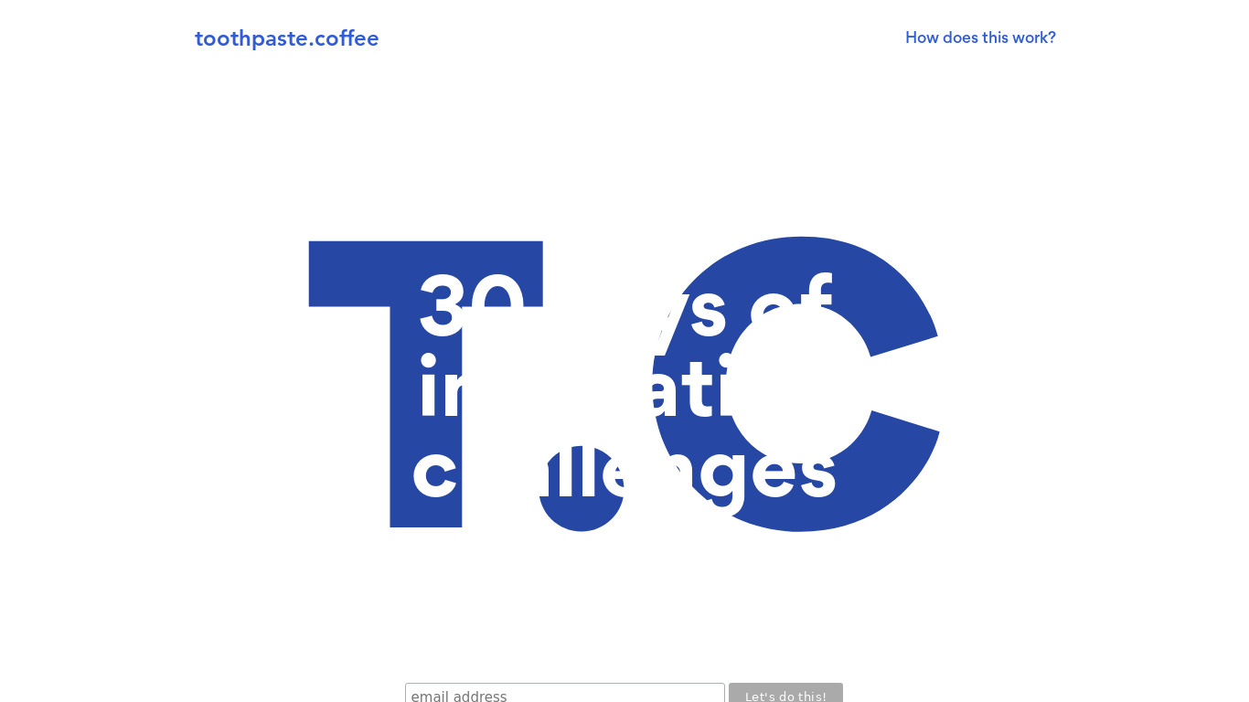 toothpaste.coffee.coffee Landing page