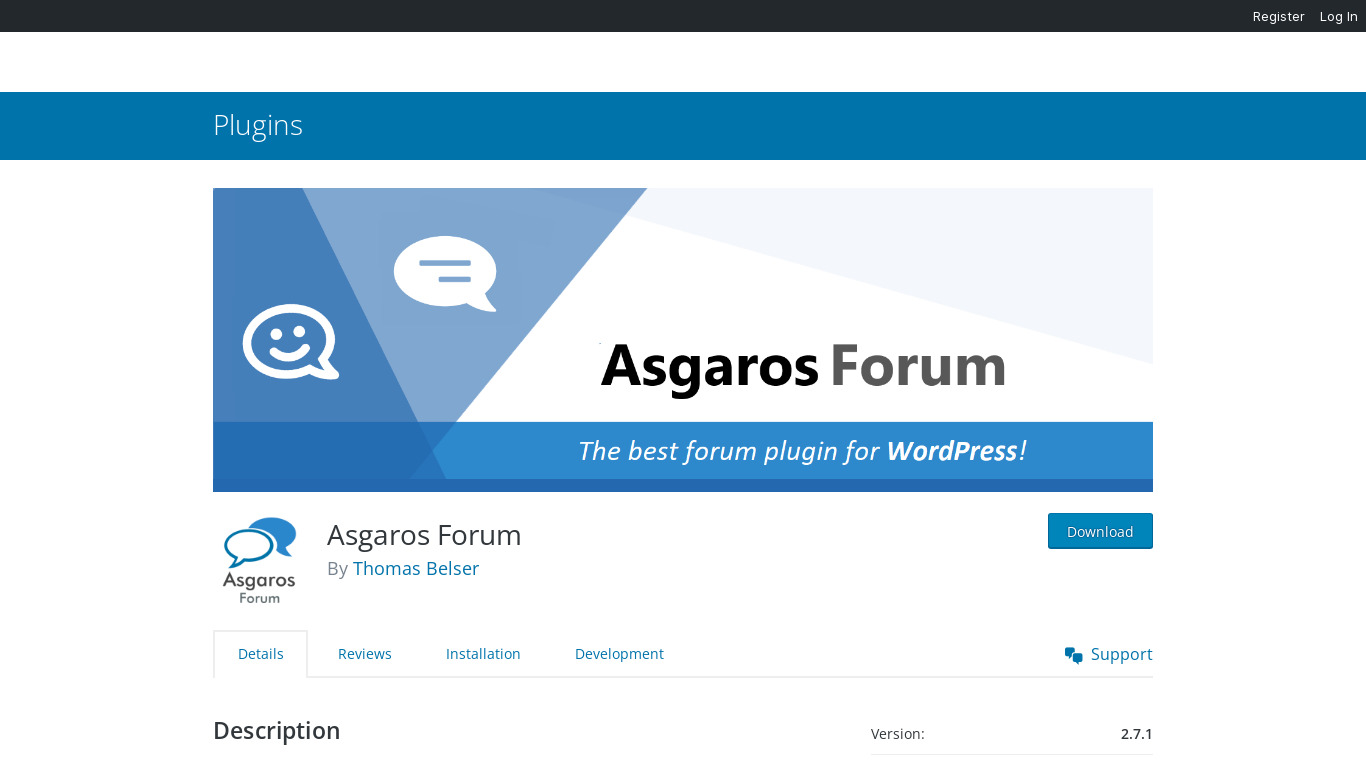 Asgaros Forum Landing page
