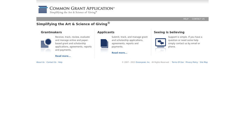 Common Grant Application Landing Page