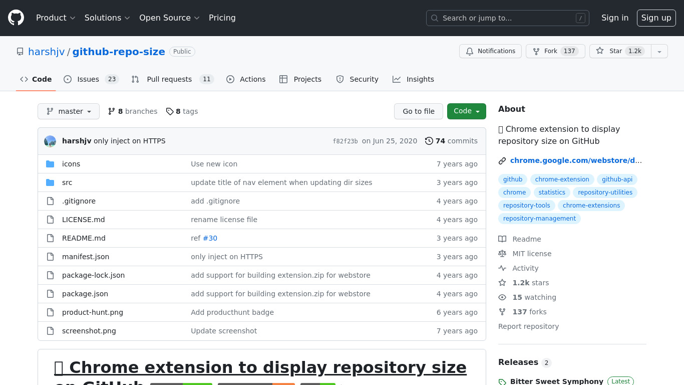GitHub Repository Size Landing page