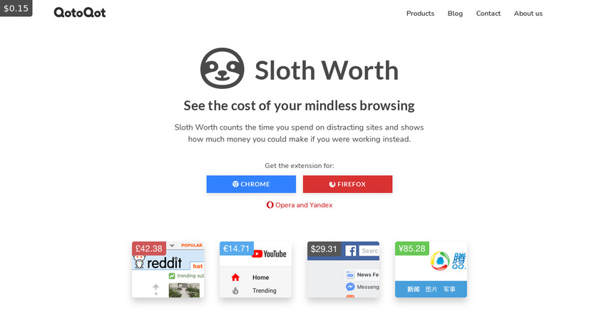 Sloth Worth Landing Page