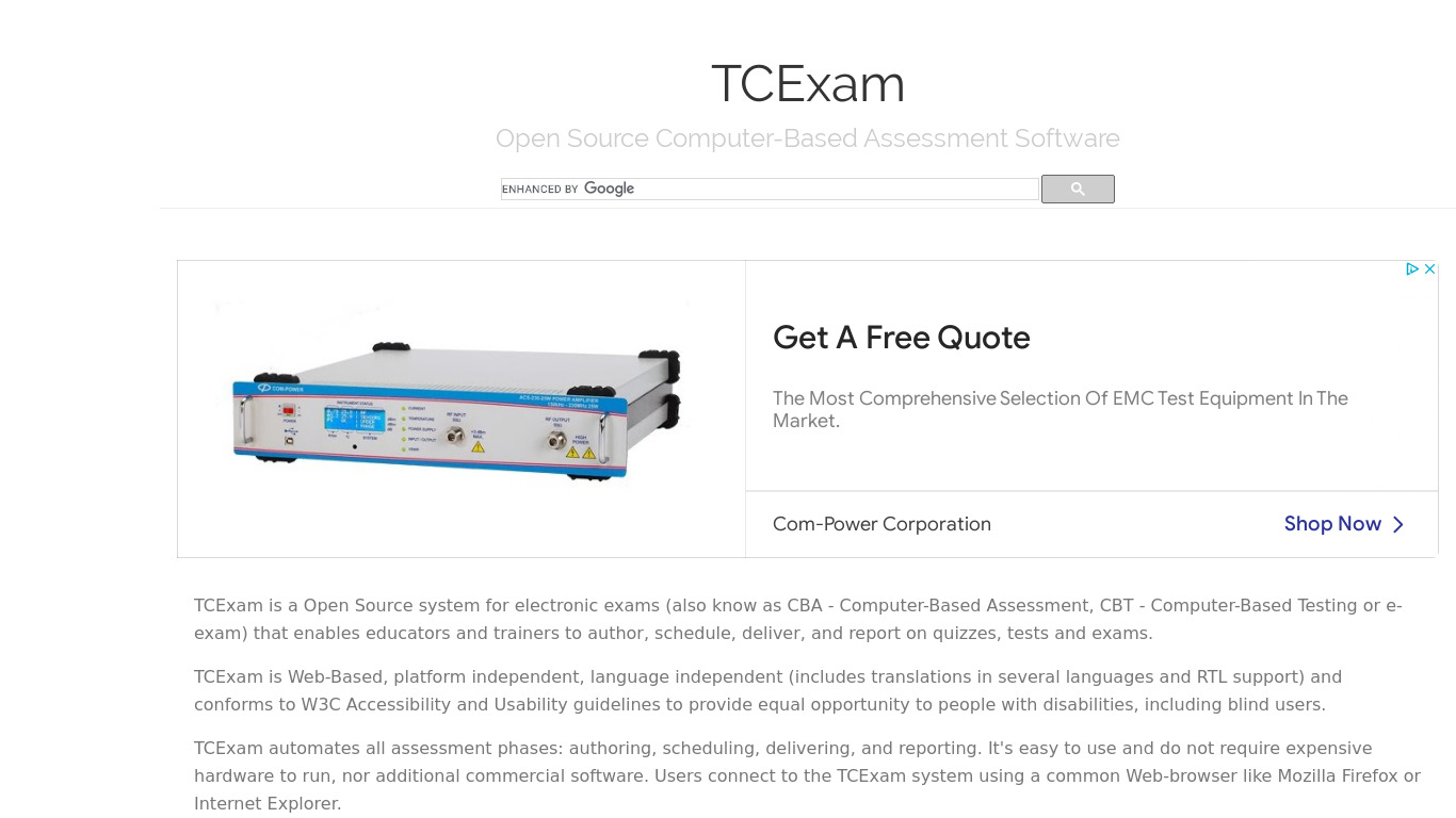 TCExam Landing page