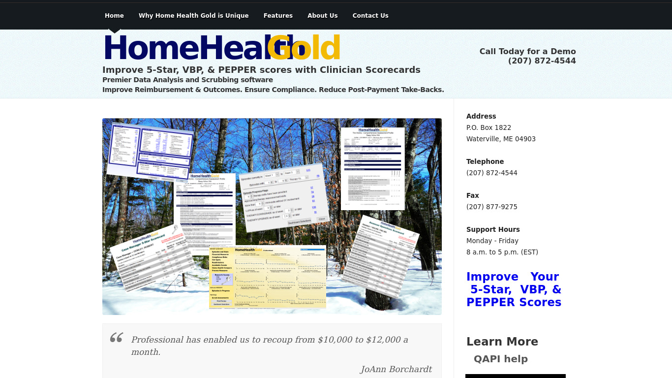 Home Health Gold Landing page