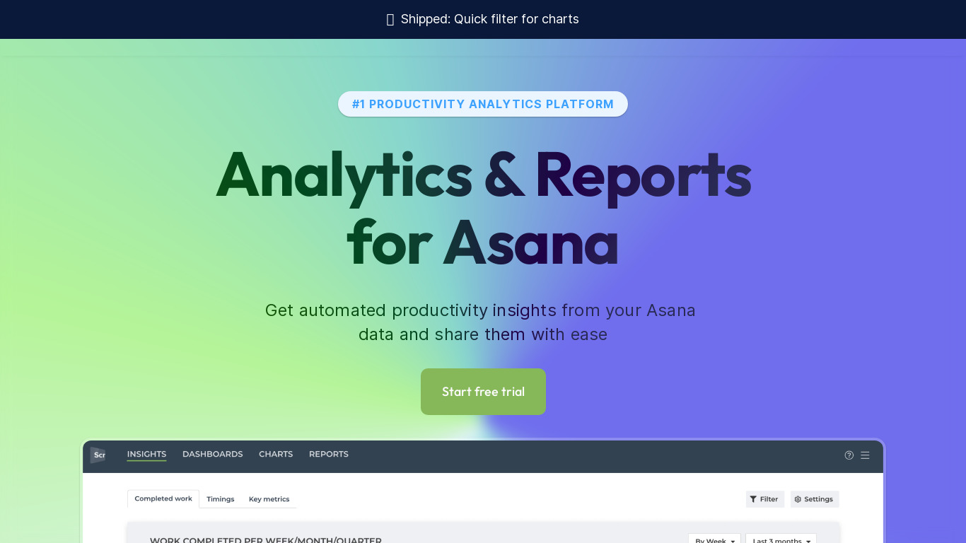 Screenful for Asana Landing page
