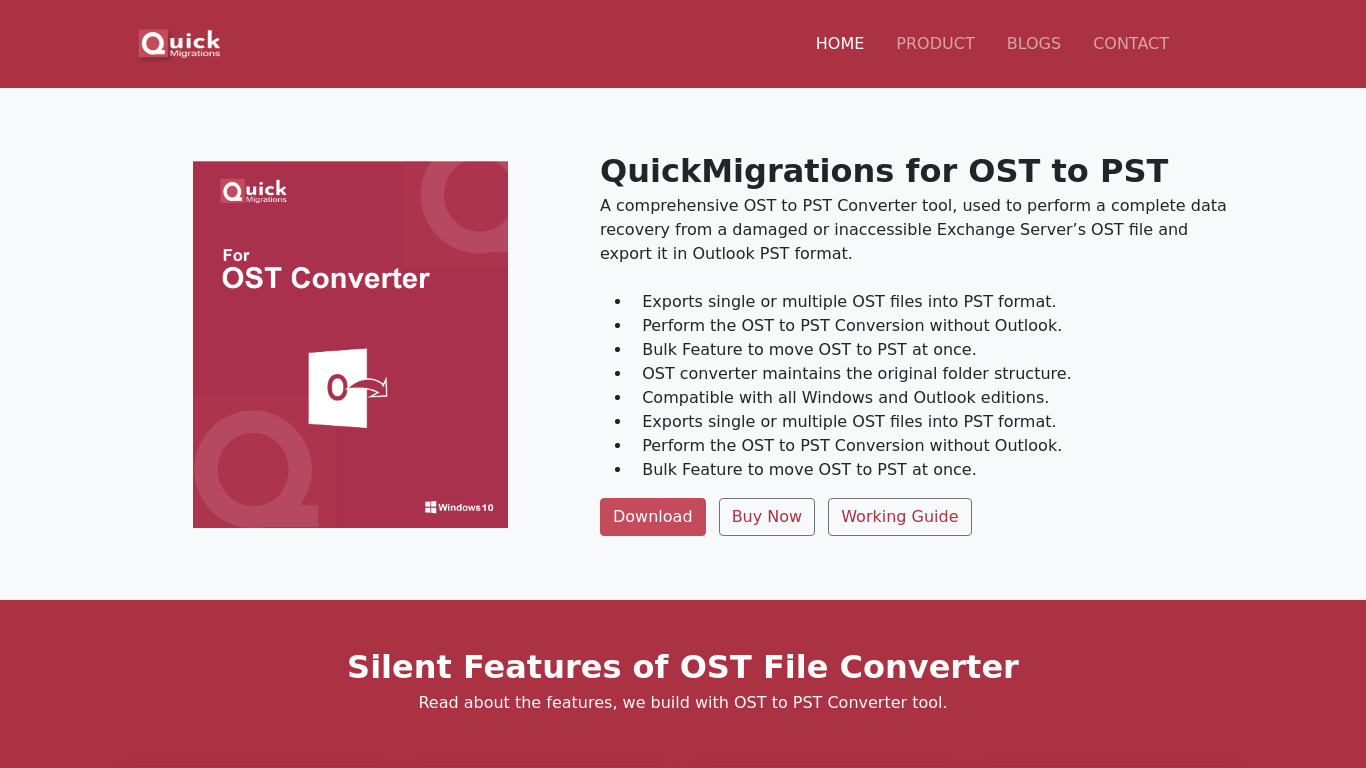 QuickMigrations for OST to PST Landing page