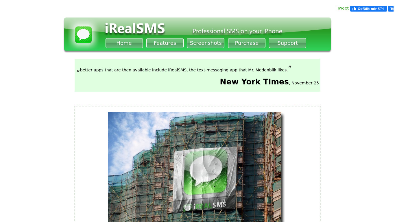iRealSMS Landing page