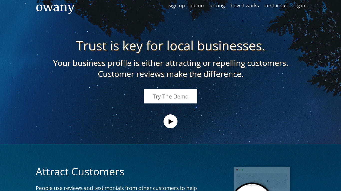 Owany Landing page