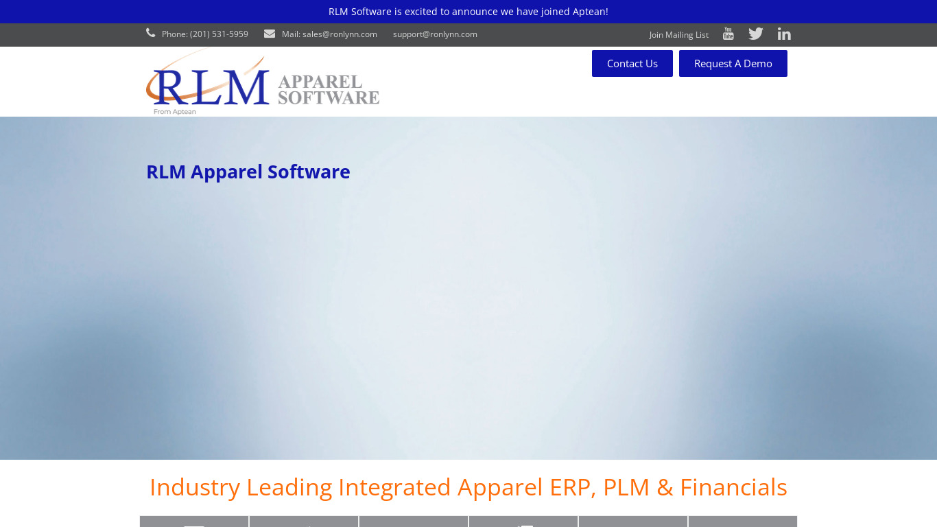 RLM Apparel Software Landing page
