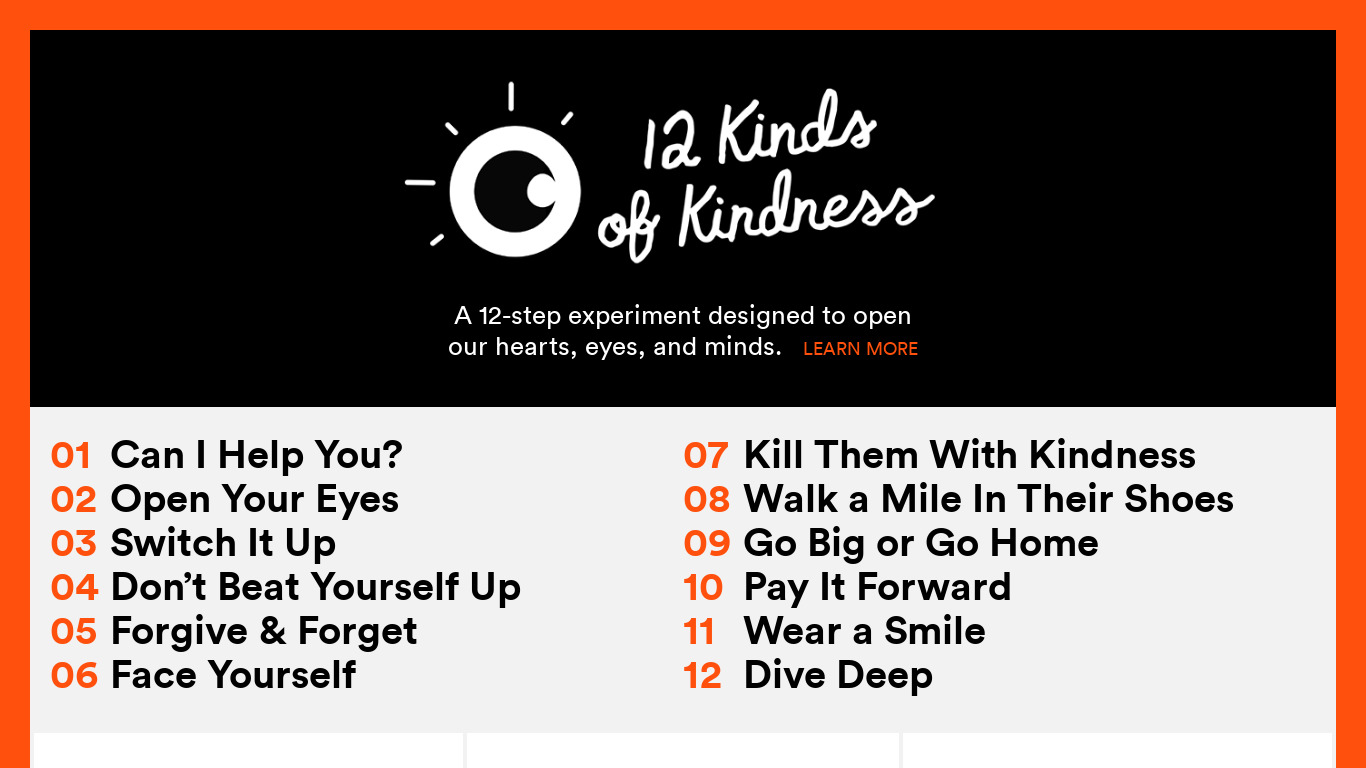 12 Kinds of Kindness Landing page