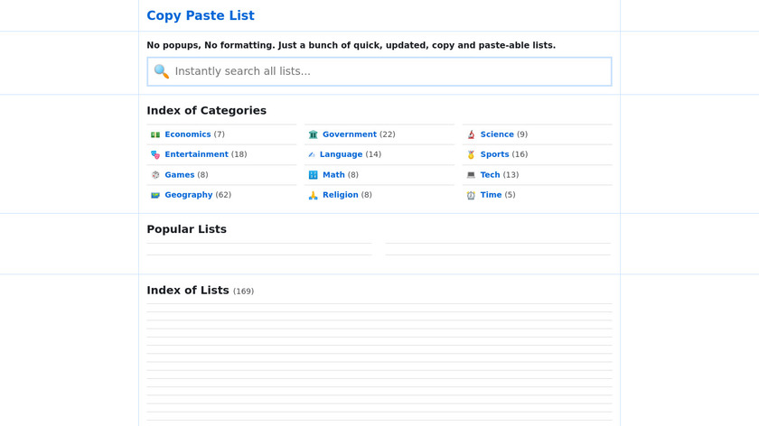 Plain Text List Landing Page