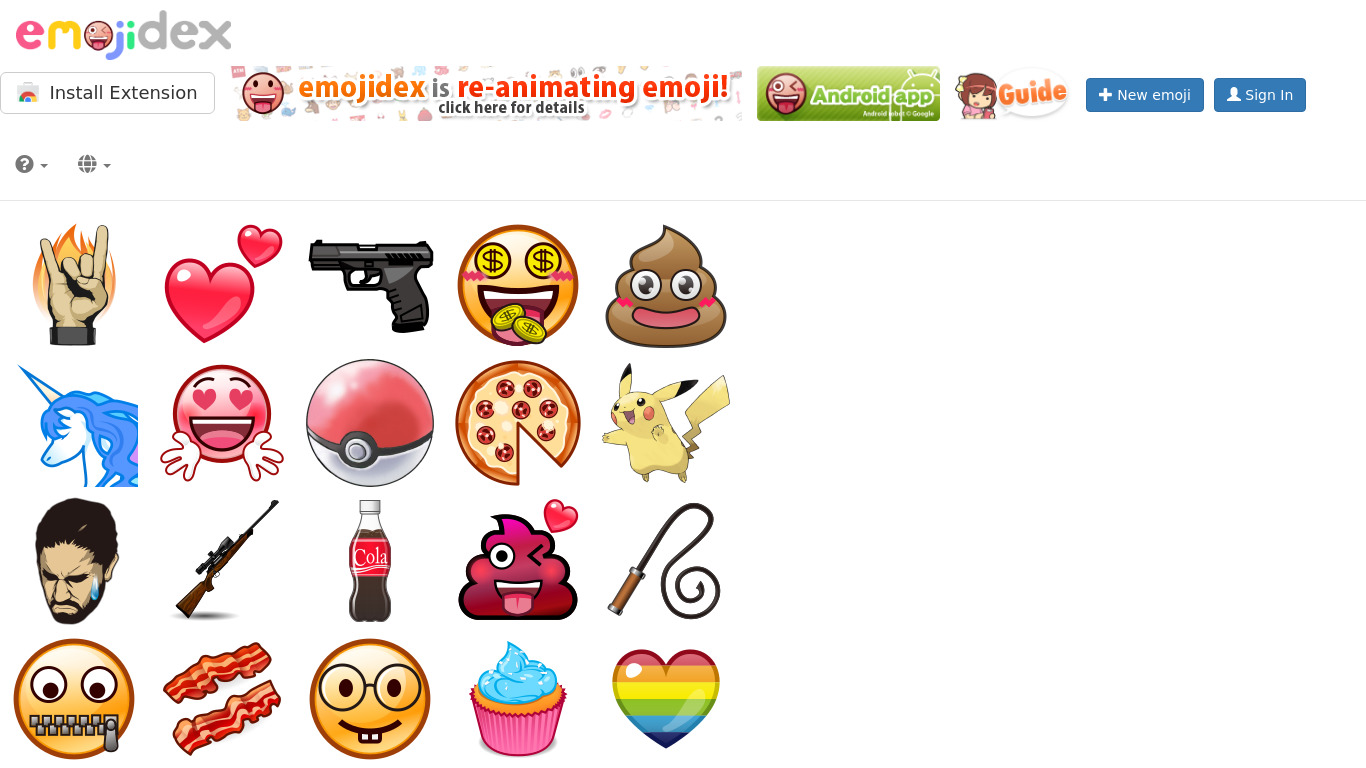 Emojidex Landing page
