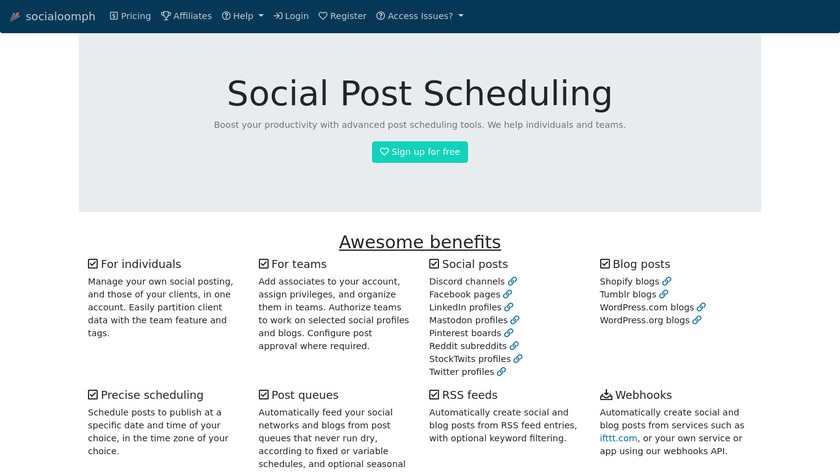 SocialOomph Landing Page