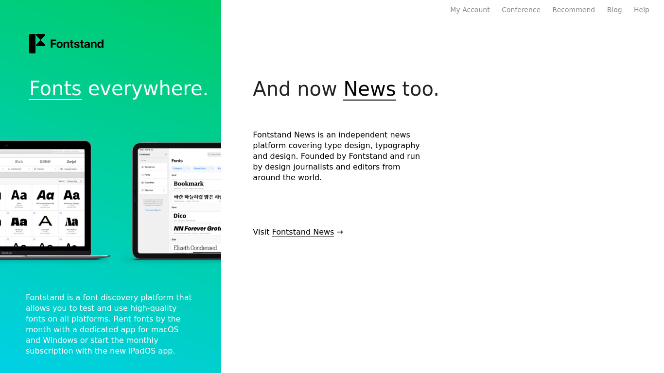 Fontstand Landing page