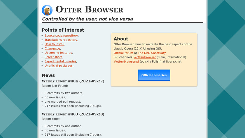 Otter Browser Landing Page