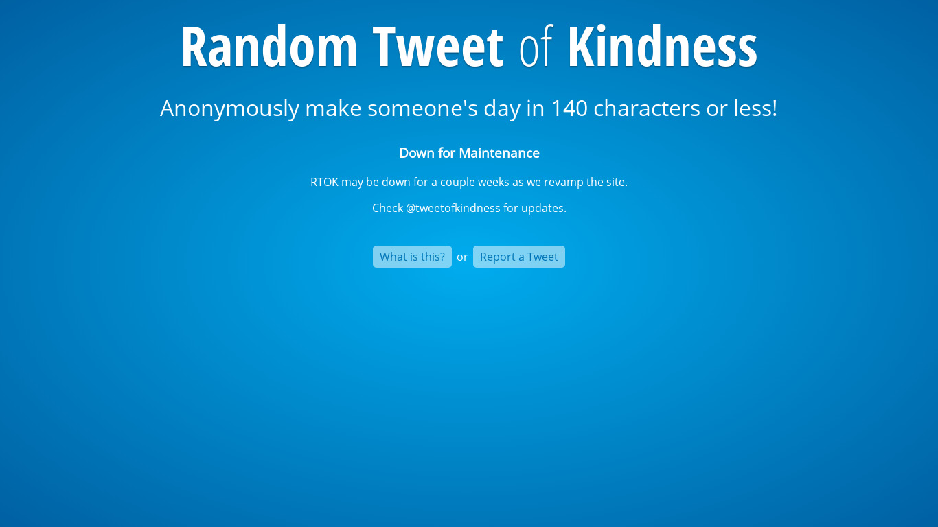 Random Tweet of Kindness Landing page