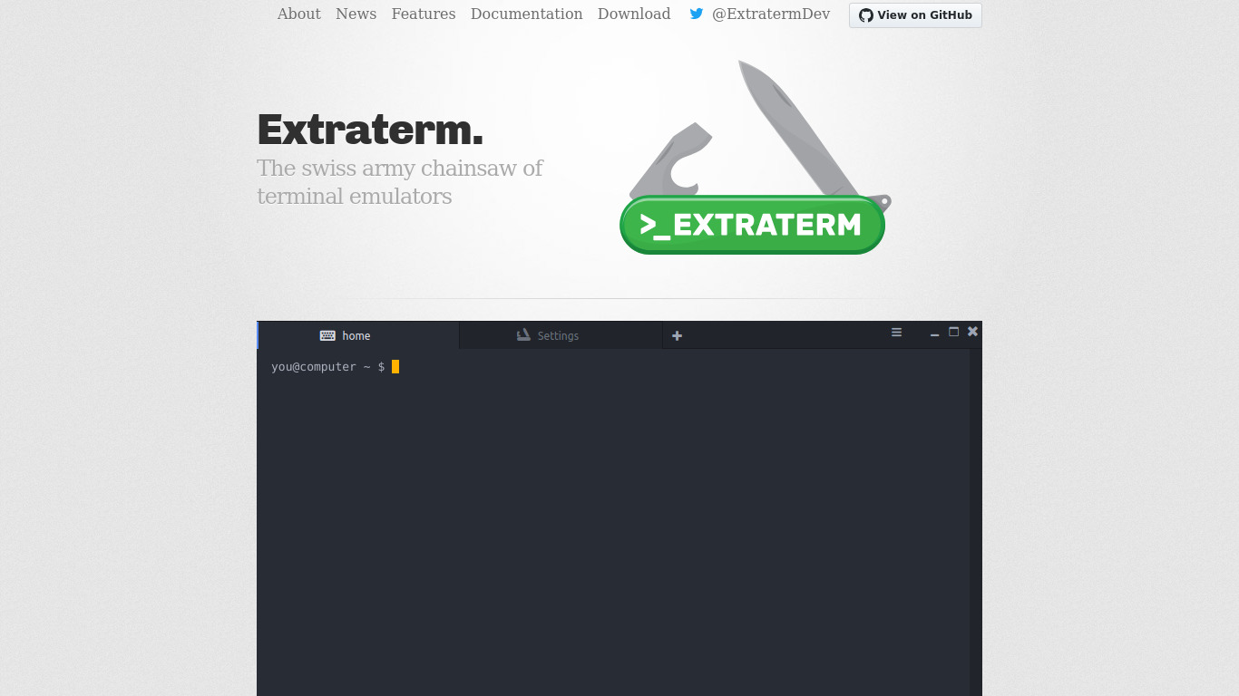 Extraterm Landing page