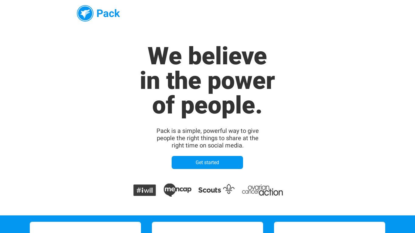 Pack.org.org Landing page