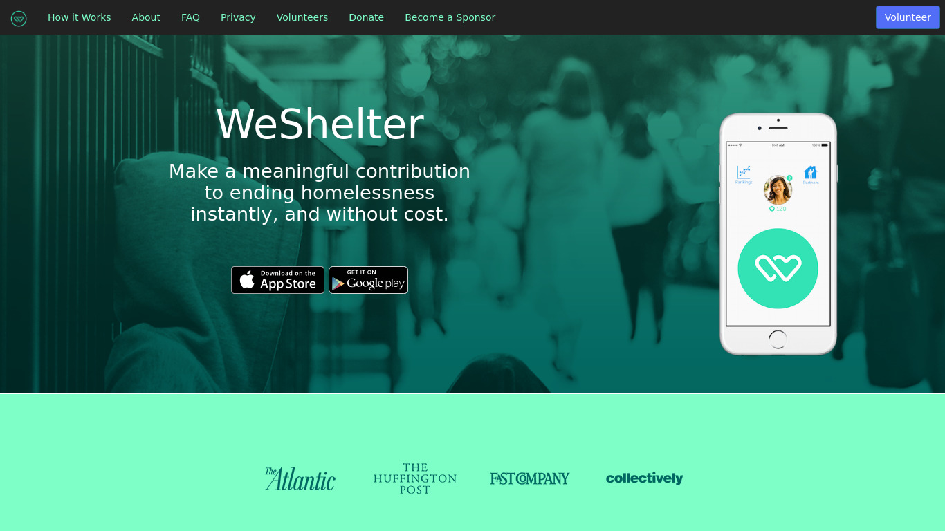 WeShelter Landing page
