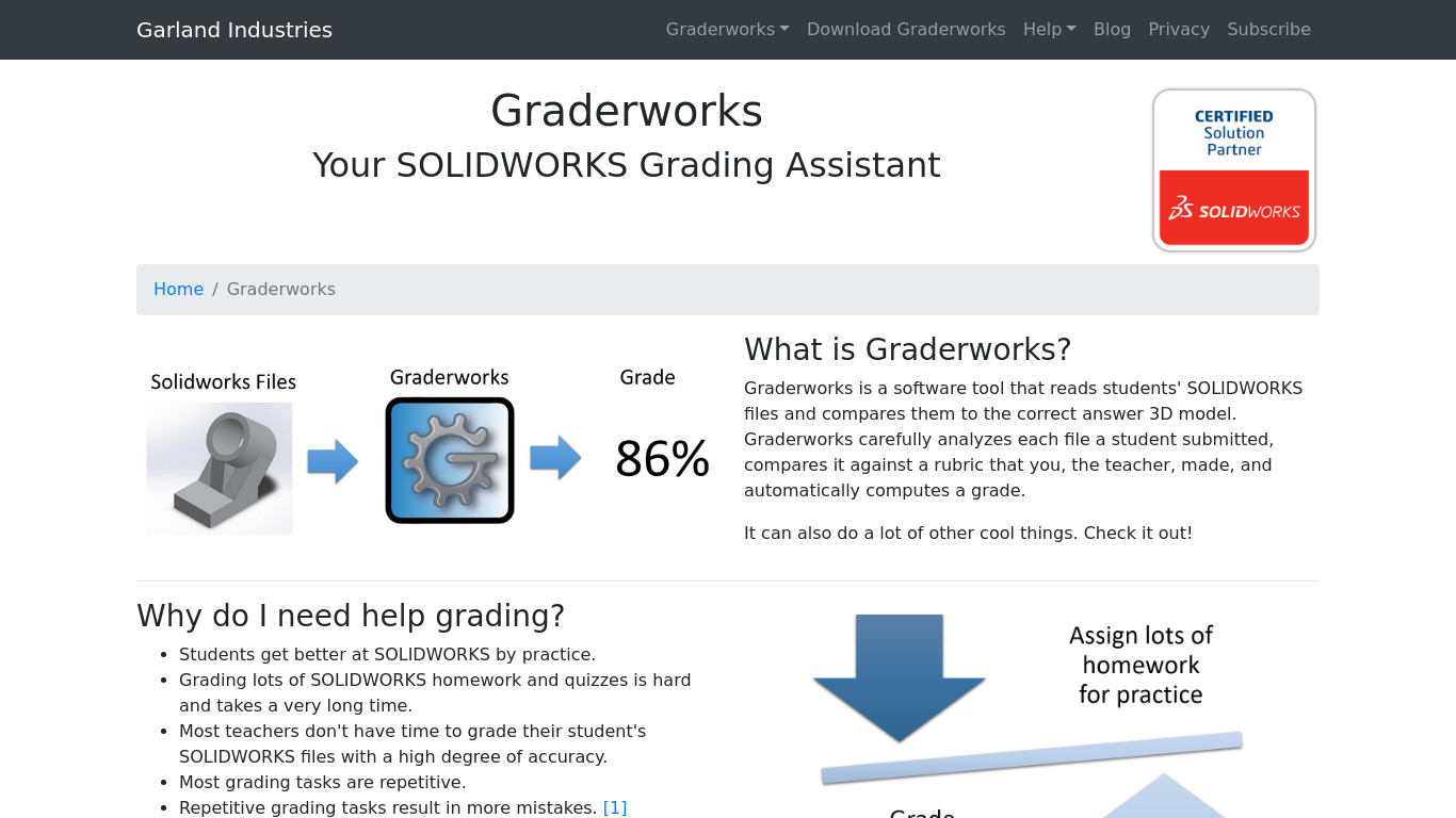 Graderworks Landing page