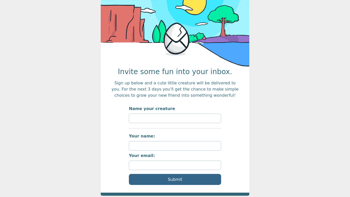 Inbox Creature Landing page