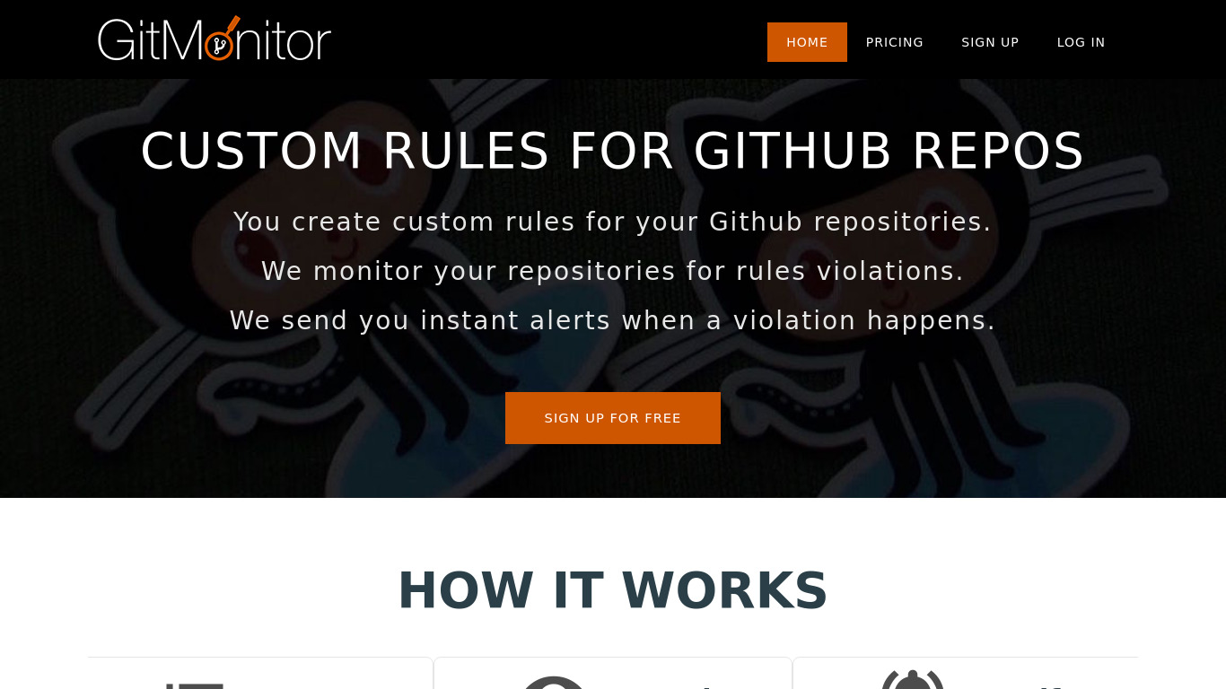 GitMonitor Landing page