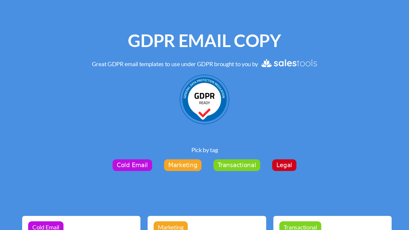 GDPR Email Copy Landing page