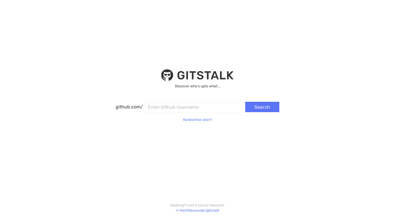 Gitstalk Landing page