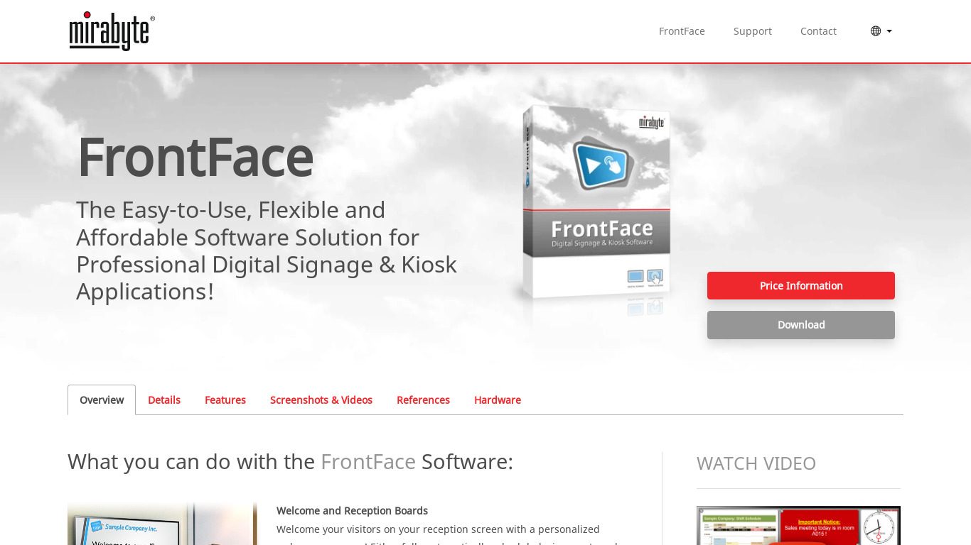 FrontFace Landing page