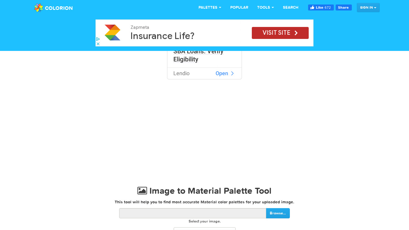 Image to Material Palette Tool Landing page