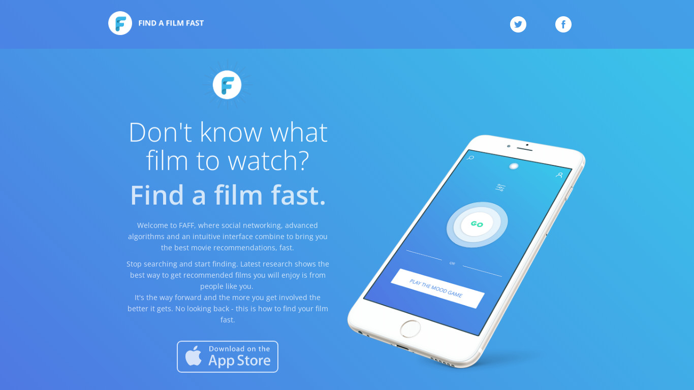 Find a Film Fast Landing page