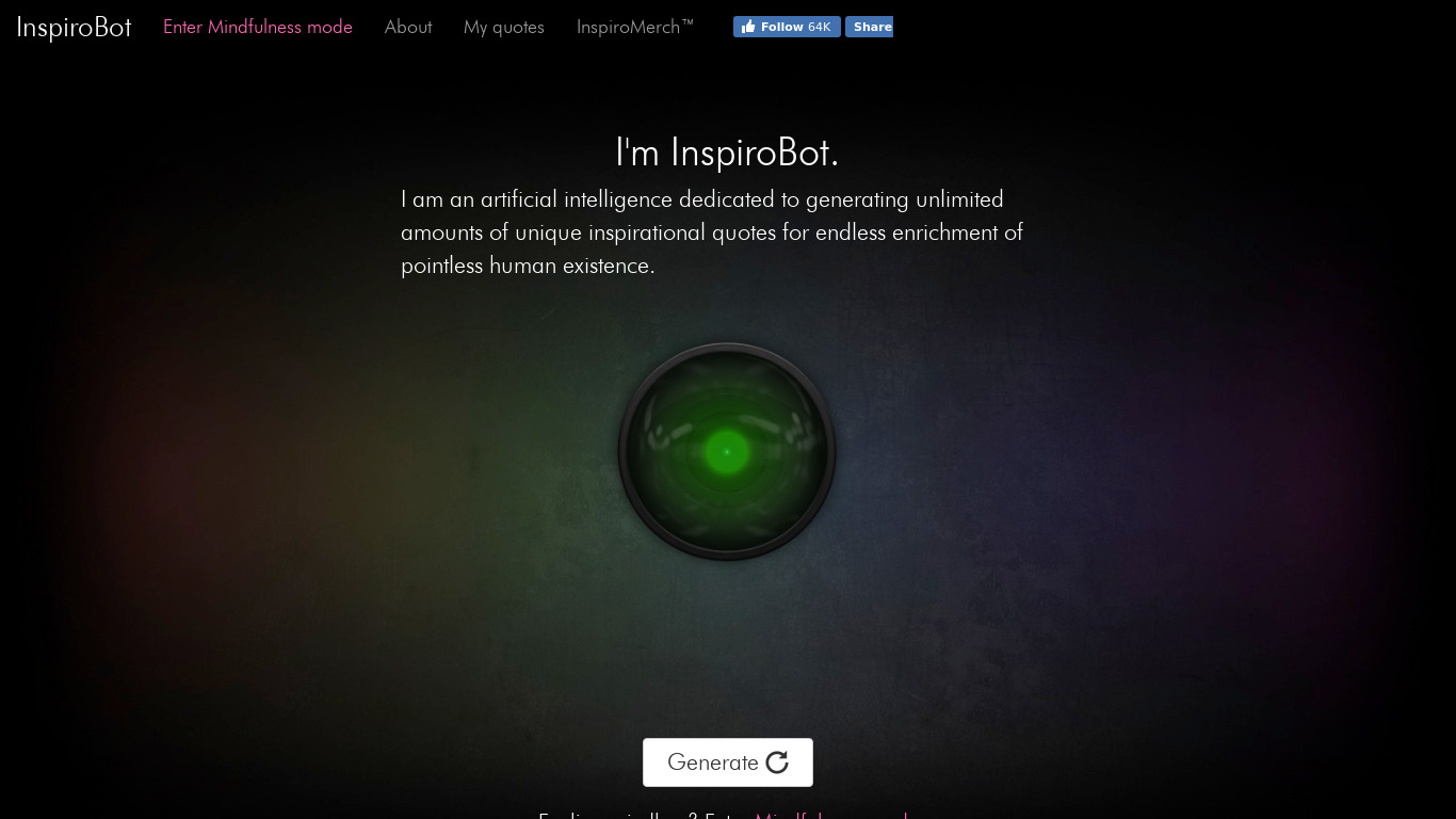InspiroBot Landing page