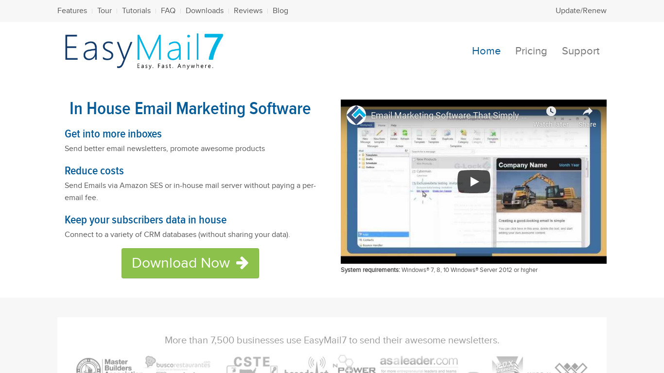 EasyMail7 Landing page