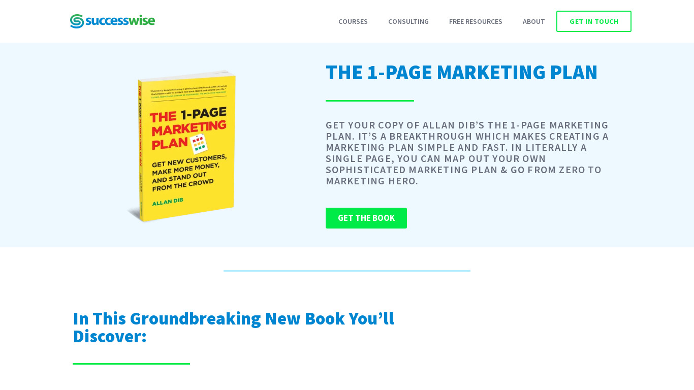 The 1-Page Marketing Plan Landing page