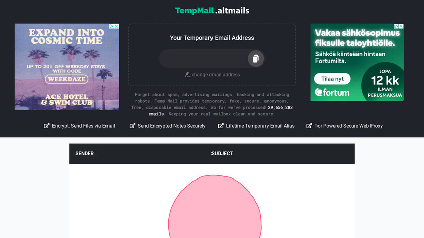 TempMail.altmails Landing Page