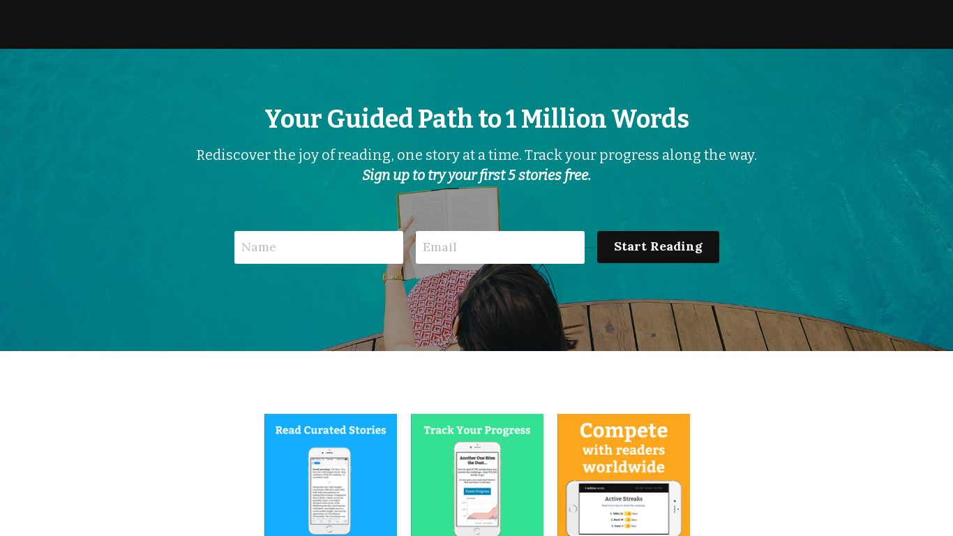 Read 1 Million Words Landing page