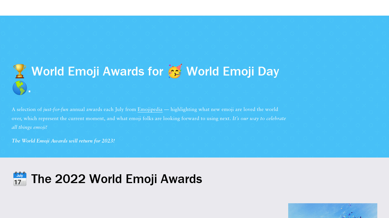 World Emoji Awards 2017 Landing page
