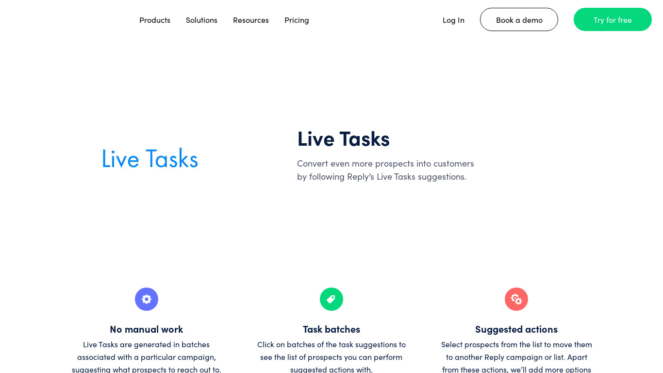 Reply: Live Tasks Landing page