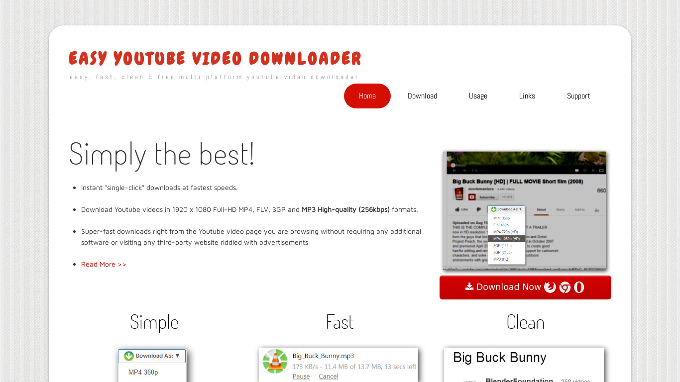 Easy Youtube Video Downloader Express Landing page