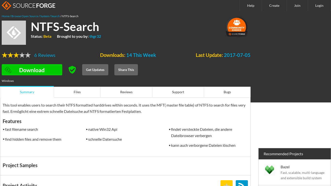 NTFS-Search Landing page