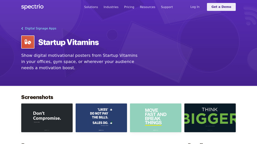 Startup Vitamins App Landing Page