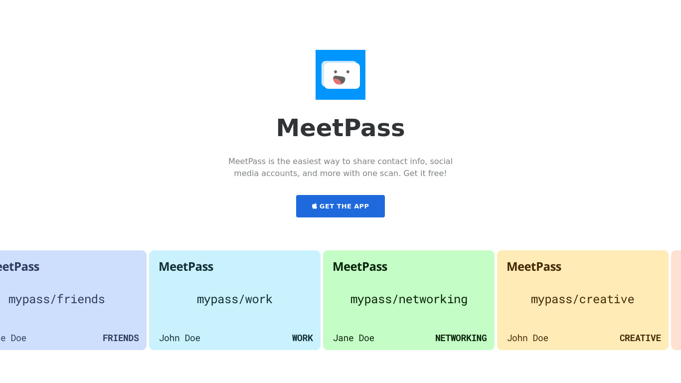 MeetPass Landing page
