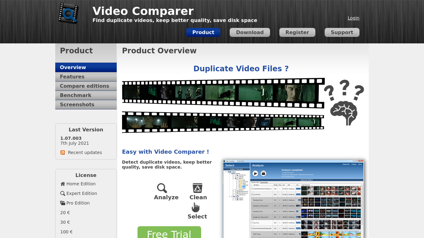 Video Comparer Landing page