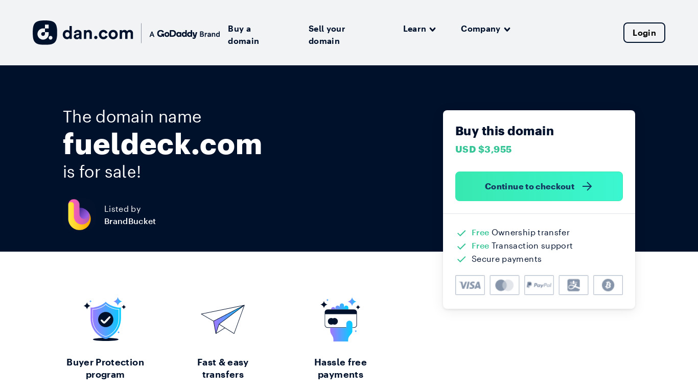 Fueldeck Landing page