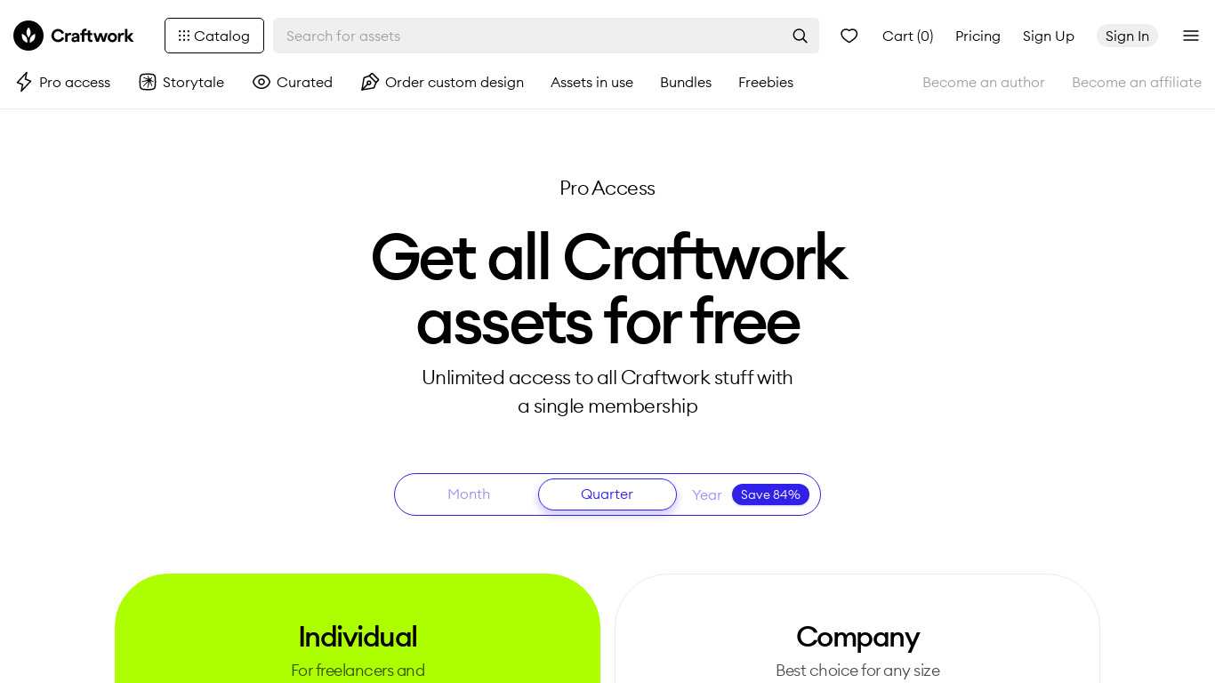 Craftwork Unlimited Access Landing page