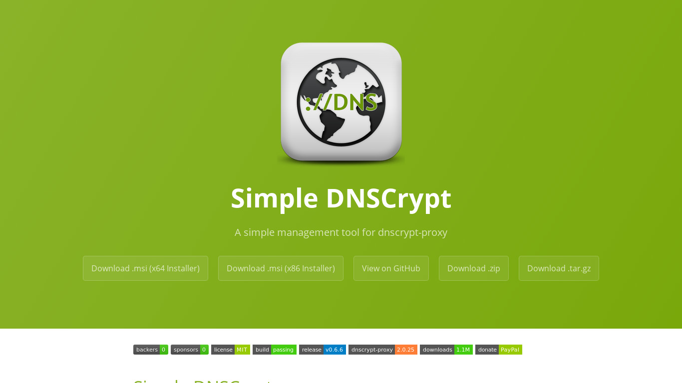 Simple DNSCrypt Landing page