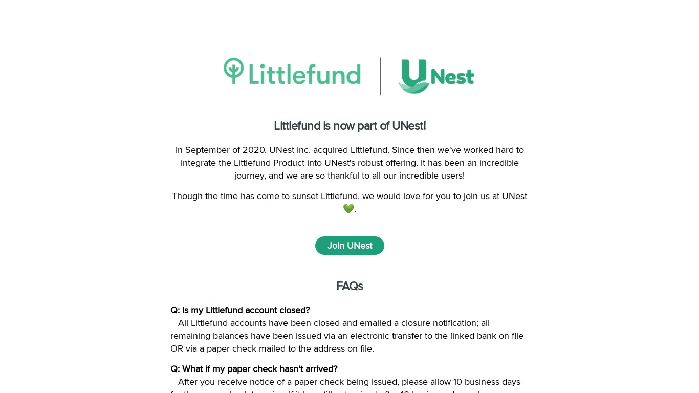 Littlefund Landing page