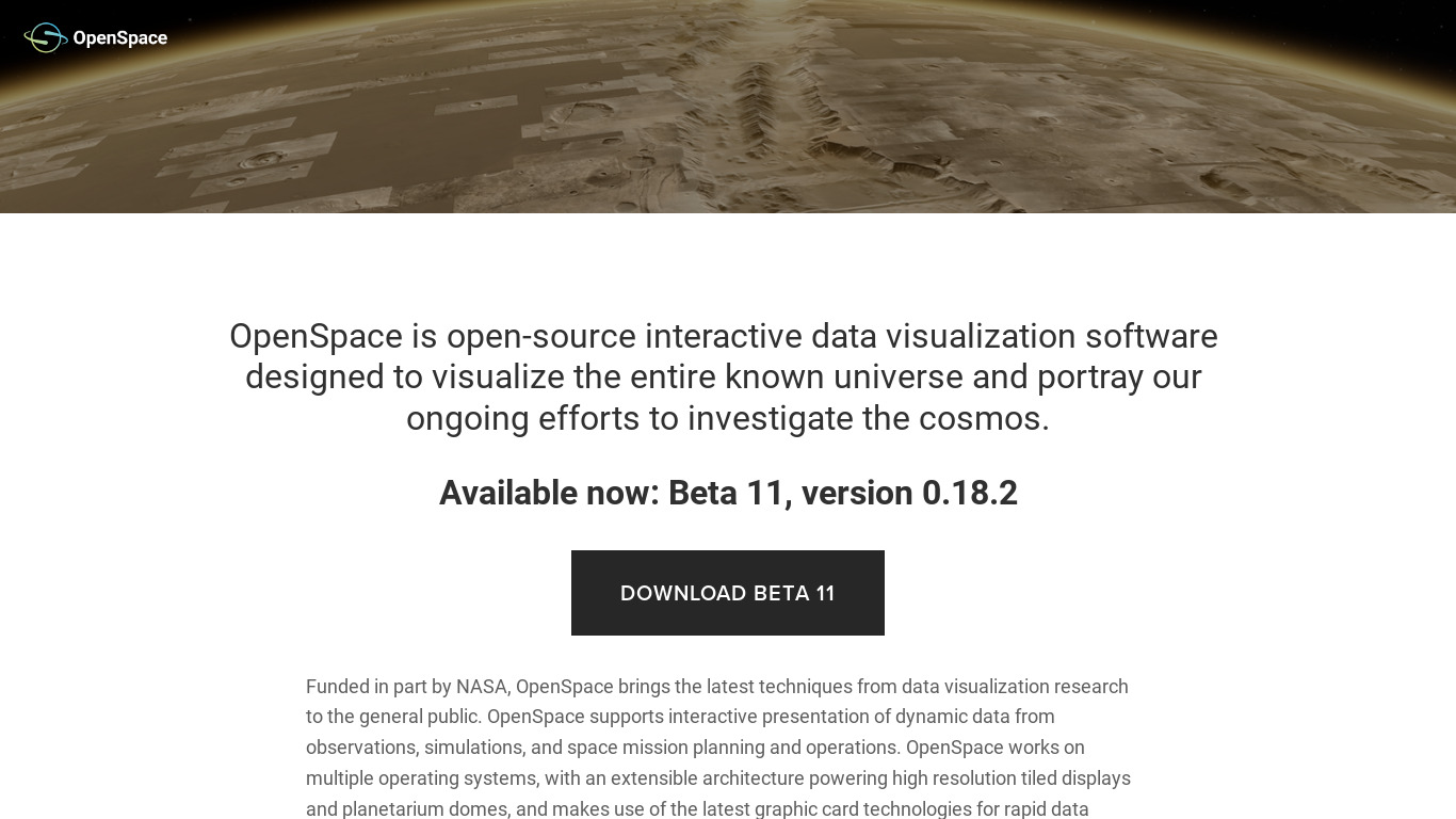 OpenSpace Landing page